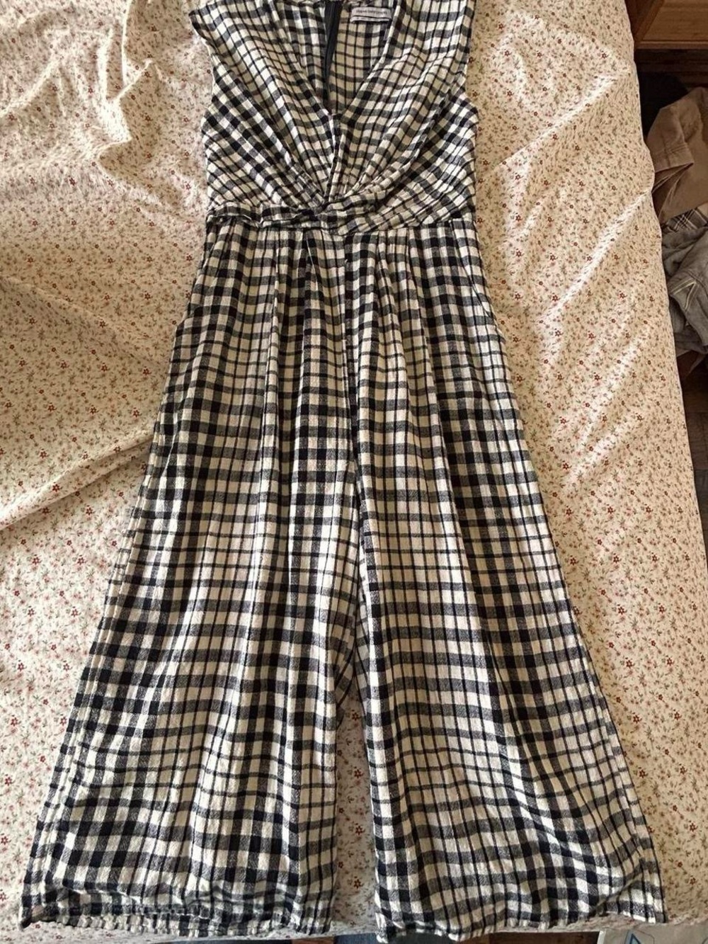 Urban Outfitters Black and White Plaid Jumpsuit